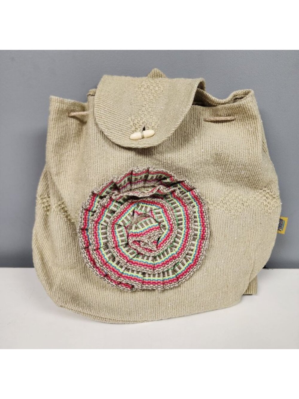Pinzon Woven Drawstring Mexican Backpack Bag Boho Multicolor